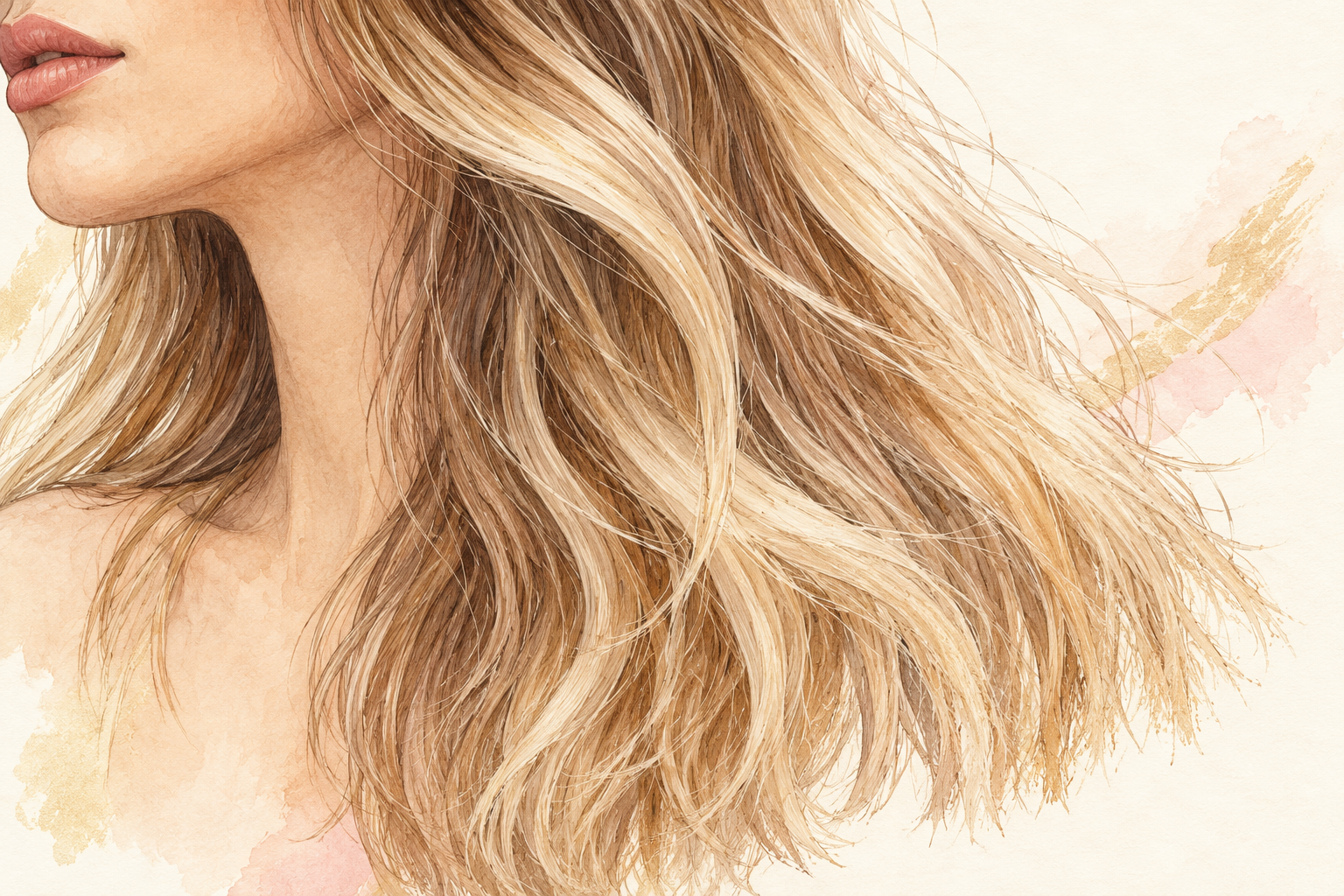 Lightened attached hair ends show a subtle rough texture without a detached sample.